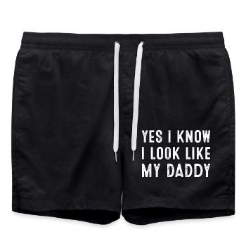 Yes I Know I Look Like My Daddy Statement - Swim Trunks - black - Front - AI Model Male 185 light (185cm)