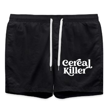 Cereal Killer Breakfast Humor Graphic - Swim Trunks - black - Front - AI Model Male 185 light (185cm)