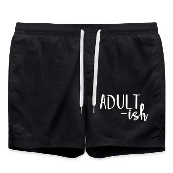 Adult-ish Funny Relatable Humor Statement - Swim Trunks - black - Front - AI Model Male 185 light (185cm)