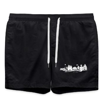 Abstrakte Neuss Stadtsilhouette mit Skyline - Badeshorts - Schwarz - Vorne - AI Model Male 185 light (185cm)