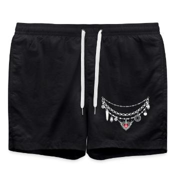 antique silver dirndl charivari with many followers - Swim Trunks - black - Front - AI Model Male 185 light (185cm)