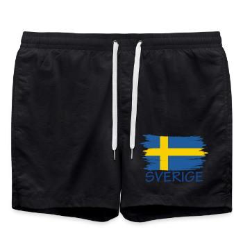 Sverige Suède Suède Conception du drapeau de la Suède - Short de bain - noir - Devant - AI Model Male 185 light (185cm)