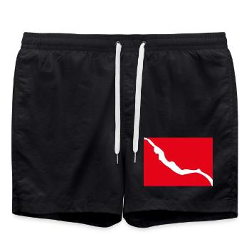 Freediving Flag with Girl Freediver - Swim Trunks - black - Front - AI Model Male 185 light (185cm)