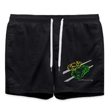 Slotracing 2 cars yellow green - Badeshorts - Schwarz - Vorne - AI Model Male 185 light (185cm)