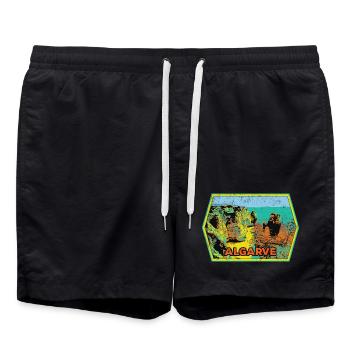 Badge retro, Algarve Portugal, plage été soleil - Short de bain - noir - Devant - AI Model Male 185 light (185cm)