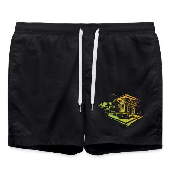 Natur Farben Symbol Logo icon Haus Design Park - Badeshorts - Schwarz - Vorne - AI Model Male 185 light (185cm)