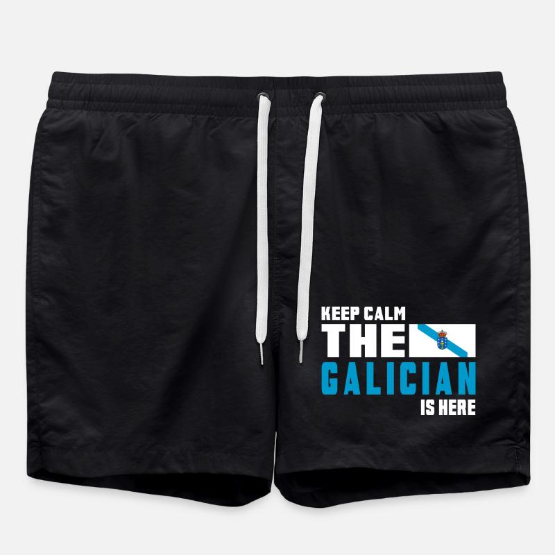 Keep calm Galicien Flaggen Design - Badeshorts - Schwarz