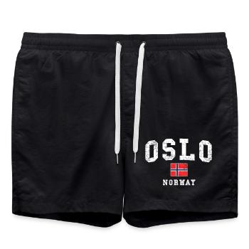 Oslo Norway Flag Vintage - Swim Trunks - black - Front - AI Model Male 185 light (185cm)