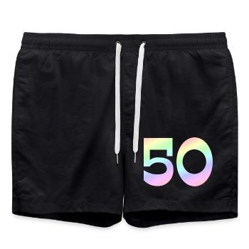 geburtstagsshirt, 50 pastell Verlauf - Badeshorts - Schwarz - Vorne - AI Model Male 185 light (185cm)