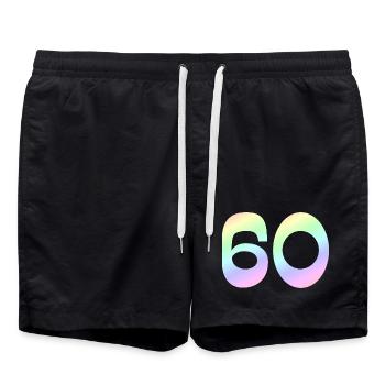 geschenkidee, 60 pastellfarbe - Badeshorts - Schwarz - Vorne - AI Model Male 185 light (185cm)