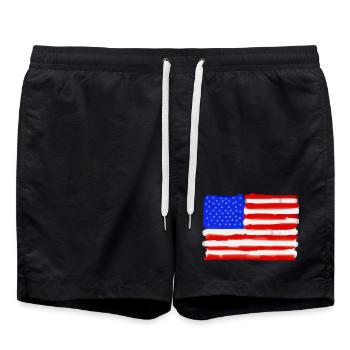 Painted American Flag - Swim Trunks - black - Front - AI Model Male 185 light (185cm)