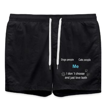 Cats and Dogs, Tier tatzen, besitzer, Halter - Badeshorts - Schwarz - Vorne - AI Model Male 185 light (185cm)