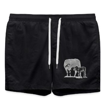 Vache avec veau - Short de bain - noir - Devant - AI Model Male 185 light (185cm)