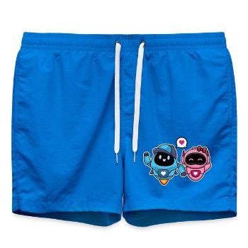 Cute Lovers and Romantic Robots for Couple - Swim Trunks - cobalt blue - Front