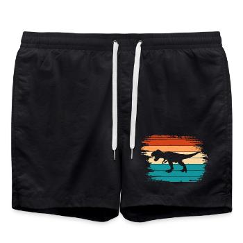 T Rex Dino Dinosaur - Swim Trunks - black - Front - AI Model Male 185 light (185cm)