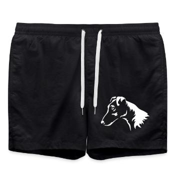 Fox Terrier Head "Black Edition" - Swim Trunks - black - Front - AI Model Male 185 light (185cm)