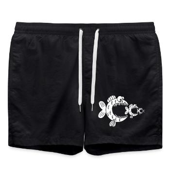 Poissons blancs et chaîne alimentaire - Short de bain - noir - Devant - AI Model Male 185 light (185cm)