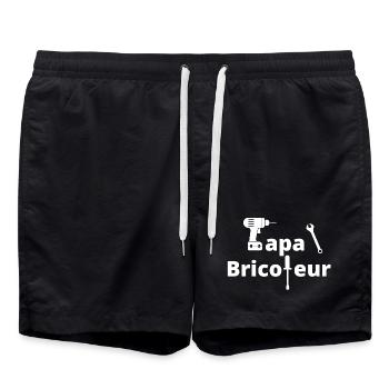 bricolage, bricoleur, bricoler, bricolage humour - Short de bain - noir - Devant - AI Model Male 185 light (185cm)