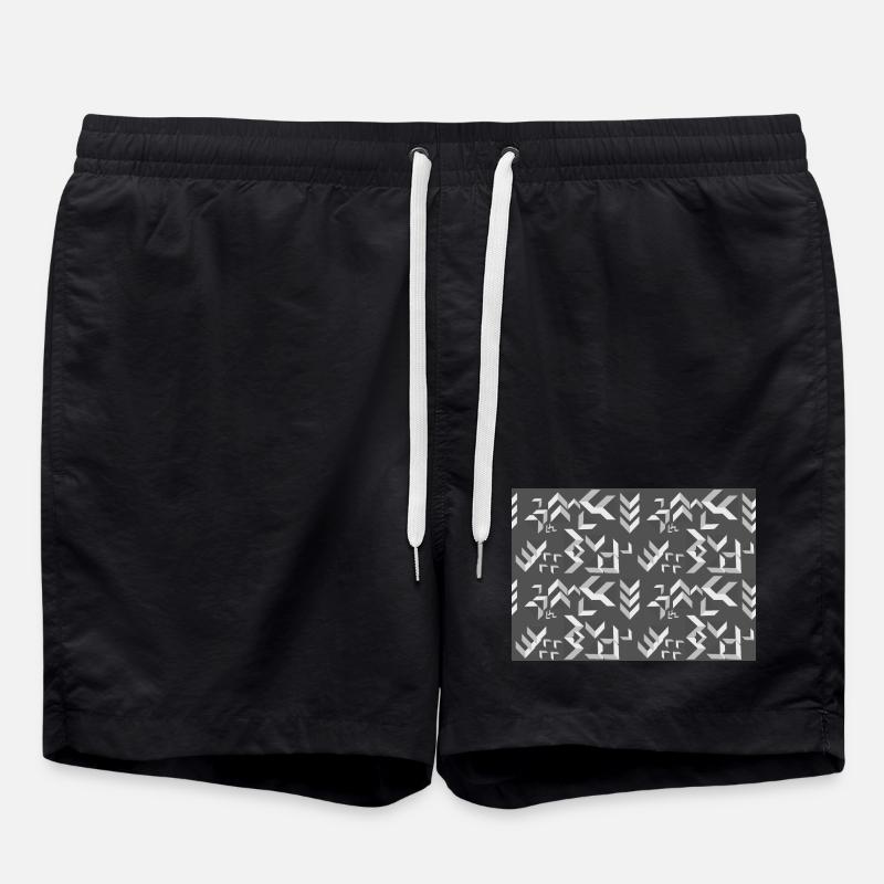 Deco pattern triangles grey-white - Swim Trunks - black