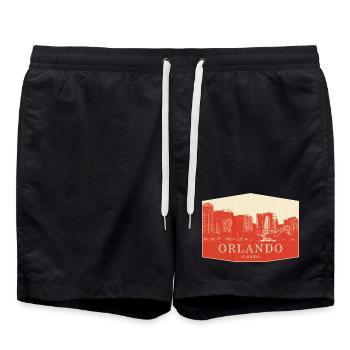 Orlando Skyline Vintage Florida - Swim Trunks - black - Front - AI Model Male 185 light (185cm)