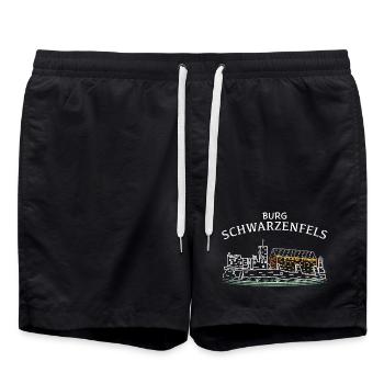 Burg Schwarzenfels, Sinntal, Spessart, Hessen - Badeshorts - Schwarz - Vorne - AI Model Male 185 light (185cm)