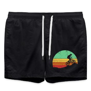 Retro Sonnenuntergang Radfahrer Silhouette - Badeshorts - Schwarz - Vorne - AI Model Male 185 light (185cm)