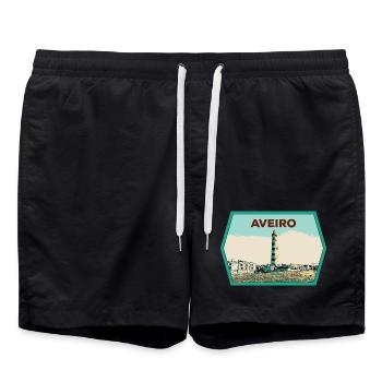 Lighthouse of the Aveiro Lagoon Original illustration - Swim Trunks - black - Front - AI Model Male 185 light (185cm)