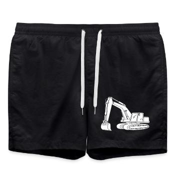 Excavator Driver Silhouette Design - For - Swim Trunks - black - Front - AI Model Male 185 light (185cm)