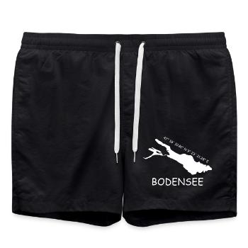 Bodensee Koordinaten - Badeshorts - Schwarz - Vorne - AI Model Male 185 light (185cm)