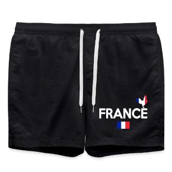 Coq Tricolore Illustration pour Passionnés - Short de bain - noir - Devant - AI Model Male 185 light (185cm)