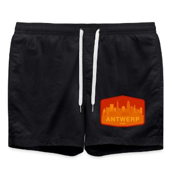 Antwerp Skyline Warm Orange - Swim Trunks - black - Front - AI Model Male 185 light (185cm)
