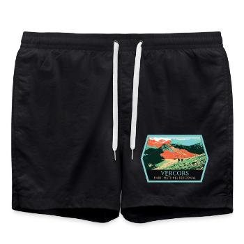Wandern im Naturpark Vercors: Naturerlebnis - Badeshorts - Schwarz - Vorne - AI Model Male 185 light (185cm)
