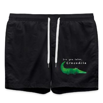 See you later, Crocodile – Lustiges Design 🐊 - Badeshorts - Schwarz - Vorne - AI Model Male 185 light (185cm)