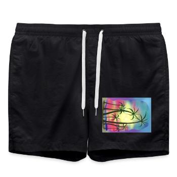 Palmiers - Short de bain - noir - Devant - AI Model Male 185 light (185cm)