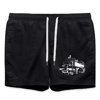 Rétro locomotive Saxon chemin de fer illustration train - Short de bain - noir - Devant - AI Model Male 185 light (185cm)
