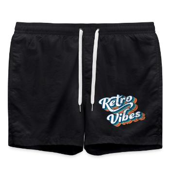 Retro Vibes: Elegant Vintage Font Art - Swim Trunks - black - Front - AI Model Male 185 light (185cm)