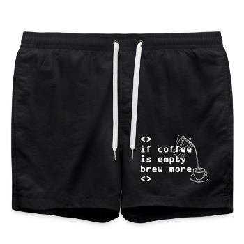 Kaffee Code Spruch Mehr Brühen - Badeshorts - Schwarz - Vorne - AI Model Male 185 light (185cm)