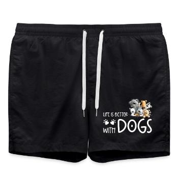 Chien Caca de chien La vie du chien est meilleure avec les chiens - Short de bain - noir - Devant - AI Model Male 185 light (185cm)