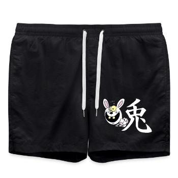 Crazy Rabbit manga - Swim Trunks - black - Front - AI Model Male 185 light (185cm)