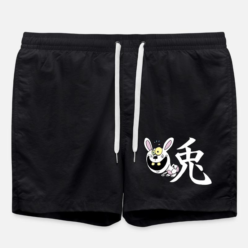 Crazy Rabbit Manga - Badeshorts - Schwarz
