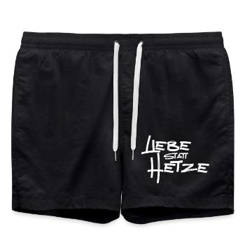 Liebe statt Hetze - Badeshorts - Schwarz - Vorne - AI Model Male 185 light (185cm)