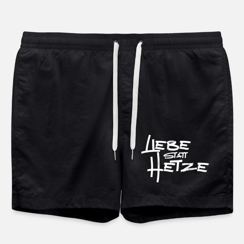 Liebe statt Hetze - Badeshorts - Schwarz
