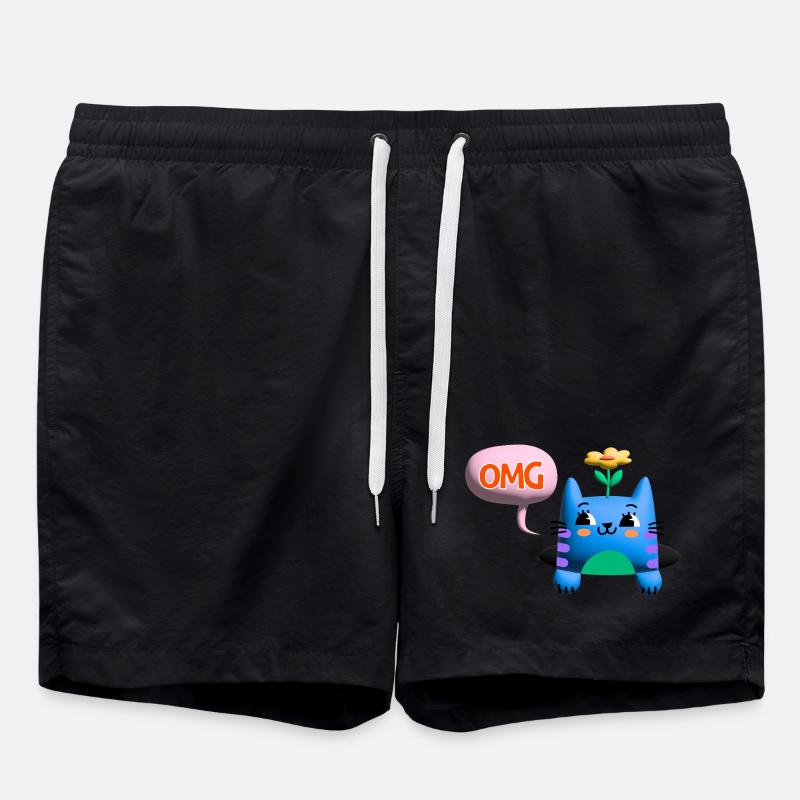 OMG chat mignon bulle 3d - Short de bain - noir