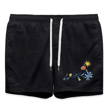 Leo – Creative Zodiac Illustration - Swim Trunks - black - Front - AI Model Male 185 light (185cm)