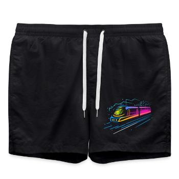 Train Cartoon Look - Swim Trunks - black - Front - AI Model Male 185 light (185cm)