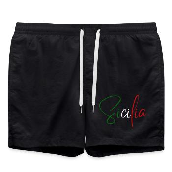 J’adore la Sicile, un design minimaliste élégant - Short de bain - noir - Devant - AI Model Male 185 light (185cm)