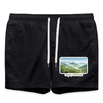 Sapa Terrassenlandschaft Vietnam - Badeshorts - Schwarz - Vorne - AI Model Male 185 light (185cm)