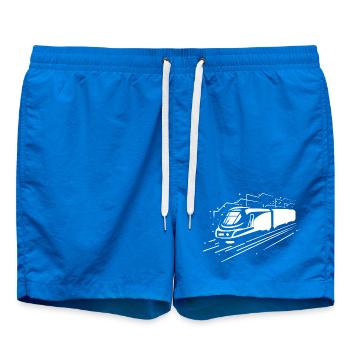 Cartoon Train - Swim Trunks - cobalt blue - Front