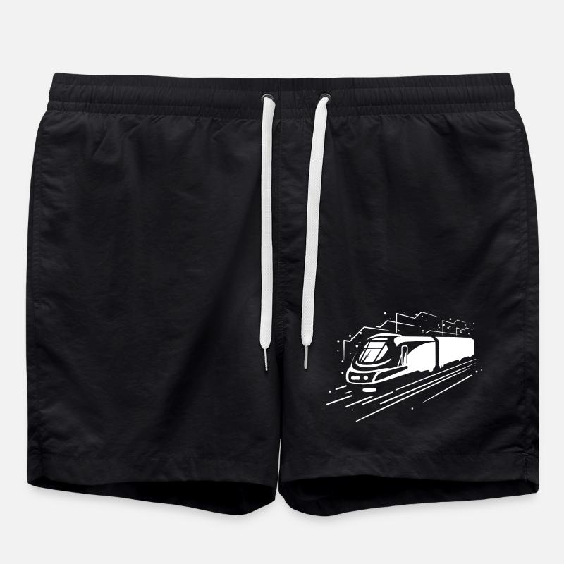 Cartoon Train - Swim Trunks - black