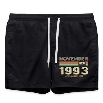 November 1993 Vintage Birthday Retro Tee - Short de bain - noir - Devant - AI Model Male 185 light (185cm)